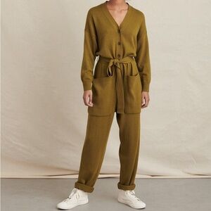 Alex Hill Belted Sweater Jumpsuit, olive size S